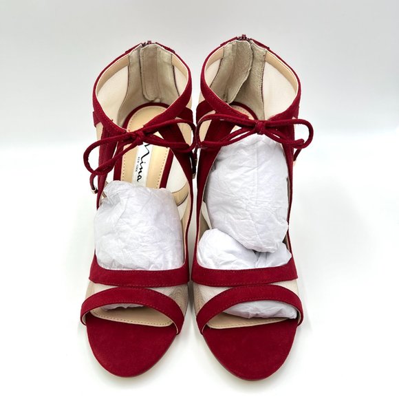 Nina Womens Size 8 Cranberry Red Strappy Stiletto Dress Sandals Heels Shoes 8M - Picture 2 of 13